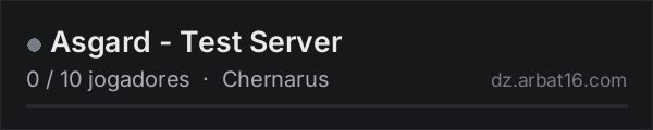 Asgard - Test Server na lista de servidores de DayZ da AR16
