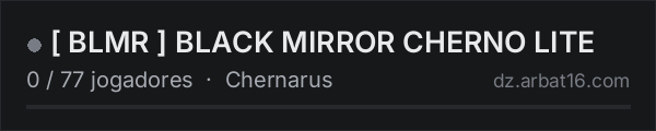 [ BLMR ] BLACK MIRROR CHERNO LITE na lista de servidores de DayZ da AR16