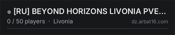 [RU] BEYOND HORIZONS LIVONIA PVE | EXPANSION | SEASON 2 on the AR16 DayZ server list