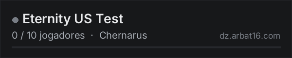 Eternity US Test na lista de servidores de DayZ da AR16