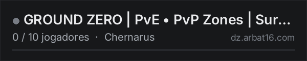 GROUND ZERO | PvE • PvP Zones | Survival | Modded Server | na lista de servidores de DayZ da AR16