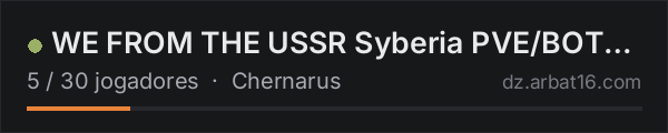 WE FROM THE USSR Syberia PVE/BOTS/Quest/Hardcore na lista de servidores de DayZ da AR16