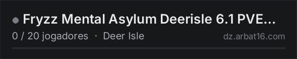 Fryzz Mental Asylum Deerisle 6.1 PVE AI/DRUGS/HELIS/MINE/GEMS na lista de servidores de DayZ da AR16