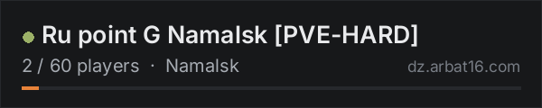 Ru point G Namalsk [PVE-HARD] on the AR16 DayZ server list
