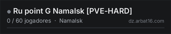 Ru point G Namalsk PVE-HARD na lista de servidores de DayZ da AR16