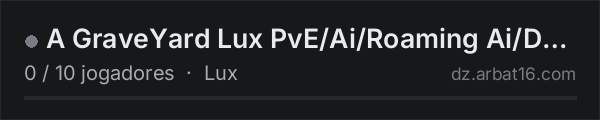A GraveYard Lux PvE/Ai/Roaming Ai/DNA/Terje na lista de servidores de DayZ da AR16