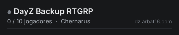 DayZ Backup RTGRP na lista de servidores de DayZ da AR16