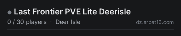 Last Frontier PVE Lite Deerisle on the AR16 DayZ server list