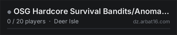OSG Hardcore Survival  Bandits/Anomalies/Mutants/Quests and mor on the AR16 DayZ server list