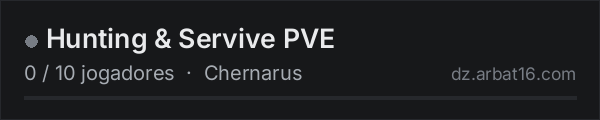 Hunting & Servive PVE na lista de servidores de DayZ da AR16