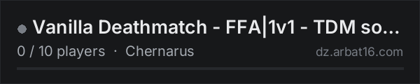 Vanilla Deathmatch - FFA|1v1 - TDM soon on the AR16 DayZ server list