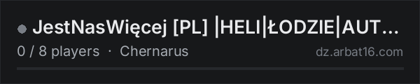 JestNasWięcej PL |HELI|ŁODZIE|AUTA| ^^@ 1shot1kill.pl on the AR16 DayZ server list
