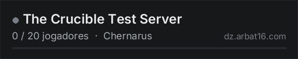 The Crucible Test Server na lista de servidores de DayZ da AR16