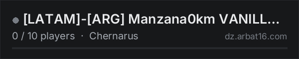 [LATAM]-[ARG] Manzana0km VANILLA+ AVENTURA NO BASES 4Netplayers on the AR16 DayZ server list