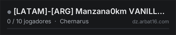 [LATAM]-[ARG] Manzana0km VANILLA+ AVENTURA NO BASES 4Netplayers na lista de servidores de DayZ da AR16