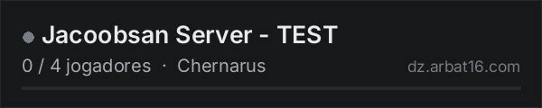 Jacoobsan Server - TEST na lista de servidores de DayZ da AR16