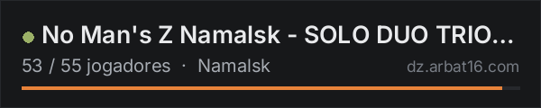 No Man's Z Namalsk - SOLO DUO TRIO | Wiped 16 October [KAIZEN] na lista de servidores de DayZ da AR16