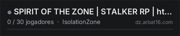 SPIRIT OF THE ZONE | STALKER RP | https://discord.gg/V55uebXky na lista de servidores de DayZ da AR16
