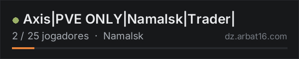 Axis|PVE ONLY|Namalsk|Trader| na lista de servidores de DayZ da AR16