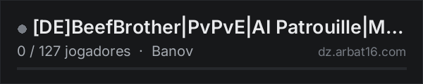[DE]BeefBrother|PvPvE|AI Patrouille|Mods|Events|Cars+|Loot++ na lista de servidores de DayZ da AR16