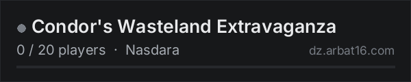 Condor's Wasteland Extravaganza on the AR16 DayZ server list