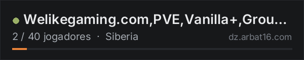 Welikegaming.com,PVE,Vanilla+,Groups,SIBERIA PROJECT na lista de servidores de DayZ da AR16