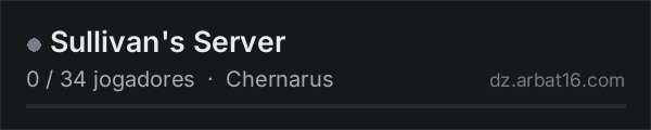 Sullivan's Server na lista de servidores de DayZ da AR16