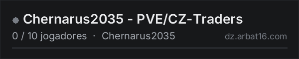 Chernarus2035 - PVE/CZ-Traders na lista de servidores de DayZ da AR16