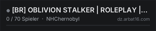 BR OBLIVION STALKER | ROLEPLAY | discord.gg/c7cjeSc6HR in der DayZ-Serverliste von AR16