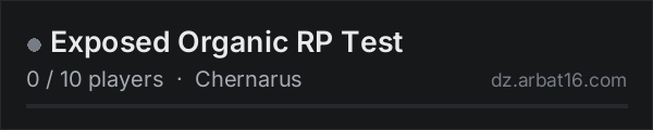 Exposed Organic RP Test on the AR16 DayZ server list