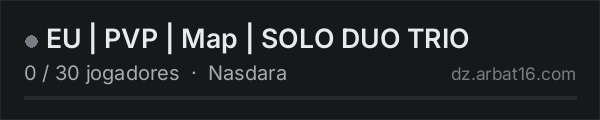 EU | PVP | Map | SOLO DUO TRIO na lista de servidores de DayZ da AR16
