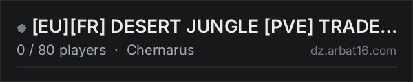 [EU][FR] DESERT JUNGLE [PVE] TRADER DINOSAUR POKEMON LOOT+ 300K on the AR16 DayZ server list