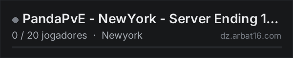 PandaPvE - NewYork - Server Ending 16Sept na lista de servidores de DayZ da AR16