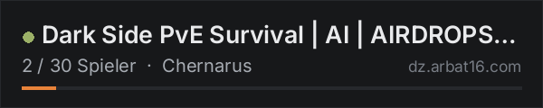 Dark Side PvE Survival | AI  | AIRDROPS  | KEY/KEYCARD /discord in der DayZ-Serverliste von AR16