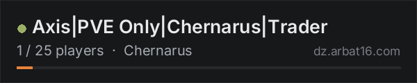 Axis|PVE Only|Chernarus|Trader on the AR16 DayZ server list