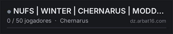 NUFS | WINTER | CHERNARUS | MODDED | 1PP na lista de servidores de DayZ da AR16