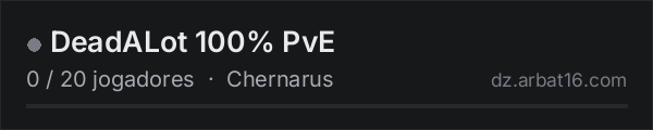 DeadALot 100% PvE na lista de servidores de DayZ da AR16