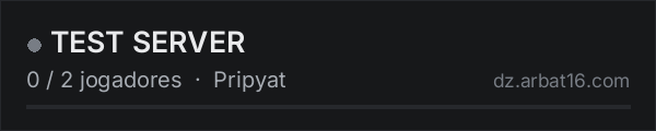 TEST SERVER na lista de servidores de DayZ da AR16
