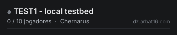 TEST1 - local testbed na lista de servidores de DayZ da AR16