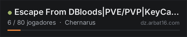 Escape From DBloods|PVE/PVP|KeyCard|Extraction|Weekend Raiding| na lista de servidores de DayZ da AR16
