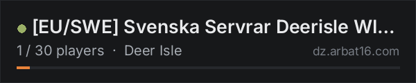 [EU/SWE] Svenska Servrar Deerisle  WIPED 15/10 | AI | MMG | TRA on the AR16 DayZ server list