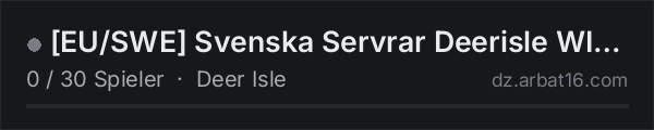 EU/SWE Svenska Servrar Deerisle WIPED 15/10 | AI | MMG | TRA in der DayZ-Serverliste von AR16