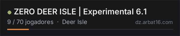 ZERO DEER ISLE | Experimental 6.1 na lista de servidores de DayZ da AR16