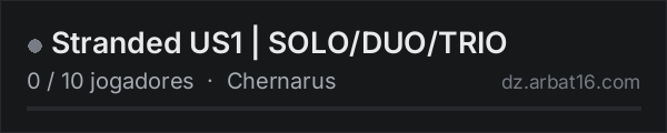 Stranded US1 | SOLO/DUO/TRIO na lista de servidores de DayZ da AR16