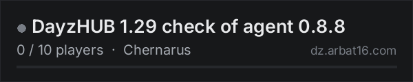 DayzHUB 1.29 check of agent 0.8.8 on the AR16 DayZ server list
