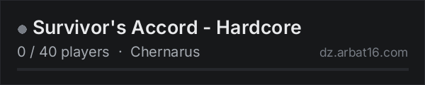 Survivor's Accord - Hardcore on the AR16 DayZ server list