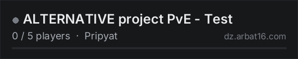 ALTERNATIVE project PvE - Test on the AR16 DayZ server list