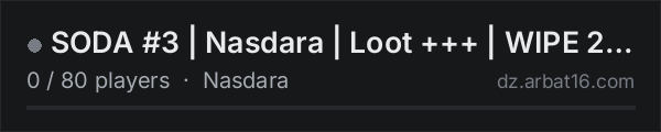 SODA #3 | Nasdara | Loot +++ | WIPE 26.12 on the AR16 DayZ server list