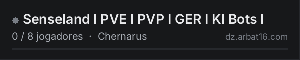Senseland I PVE I PVP I GER I KI Bots I na lista de servidores de DayZ da AR16