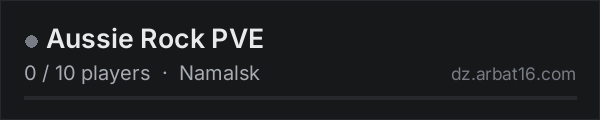Aussie Rock PVE on the AR16 DayZ server list
